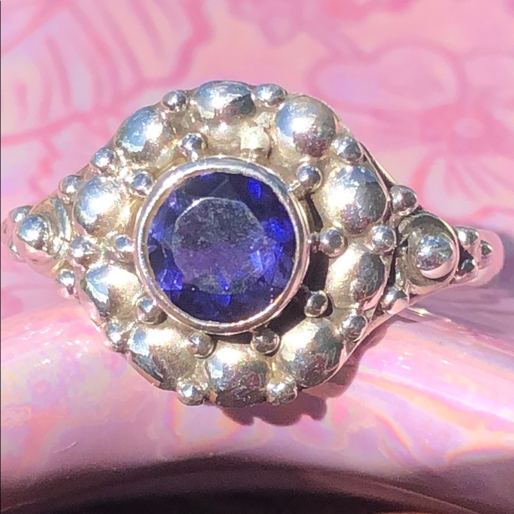 BOUTIQUE IOLITE 925 STERLING SILVER RING, SIZE 8